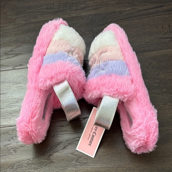 Juicy Couture Colgate RD faux fur,metallic elastic sling back rugged sole,cushy! - Picture 5 of 7